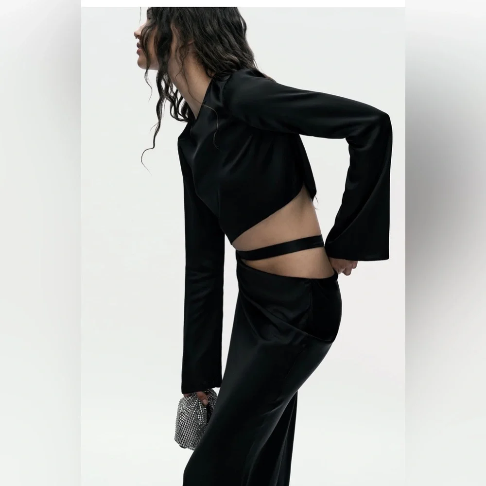 ZARA SLIT SATIN DRESS - Picture 3 of 7